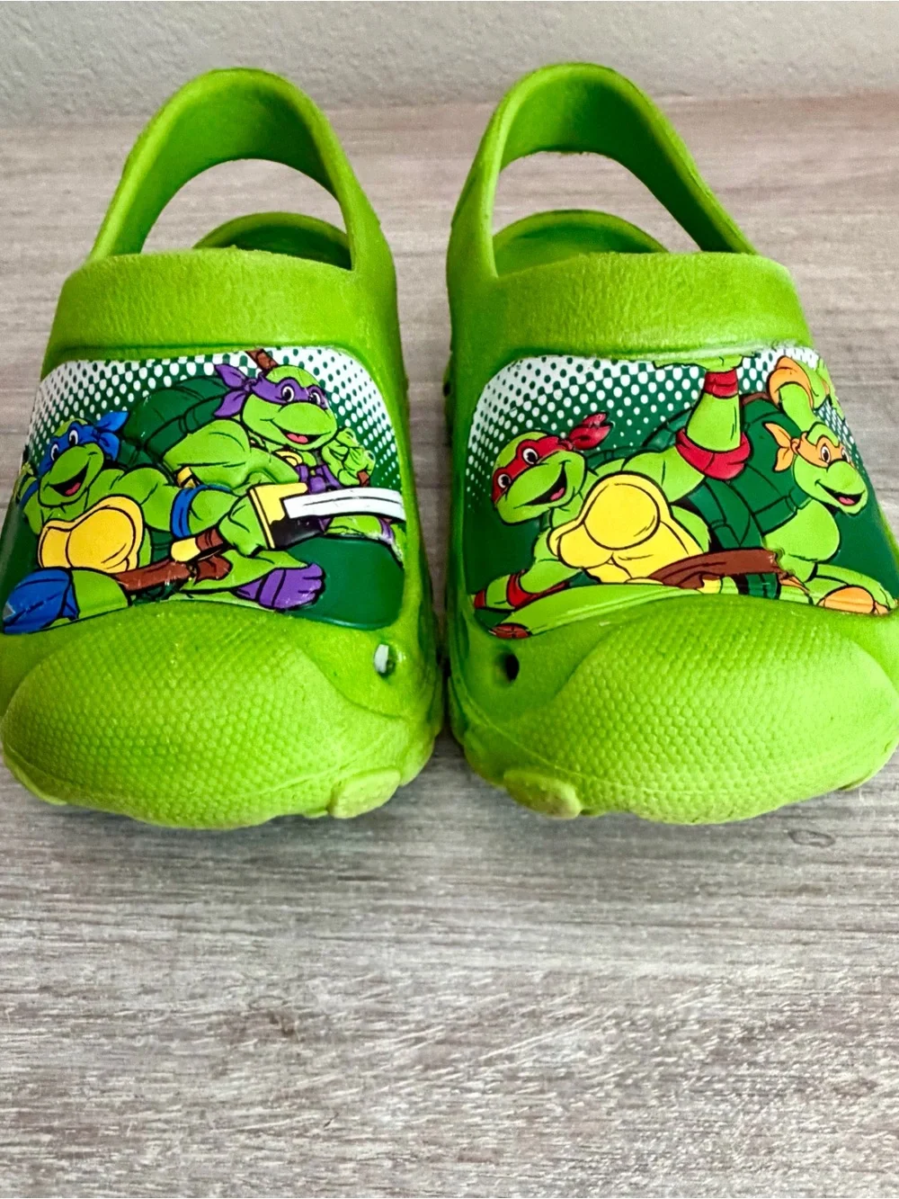 Mutant Ninja Turtles Green Cartoon Slip Resistant Clogs Slides Water Shoes 7/8